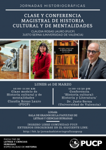 Jornadas Historiográficas: Clase y conferencia magistral de Historia Cultural y Mentalidades
