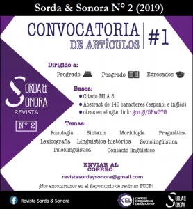 Call for Papers: Revista Sorda y Sonora