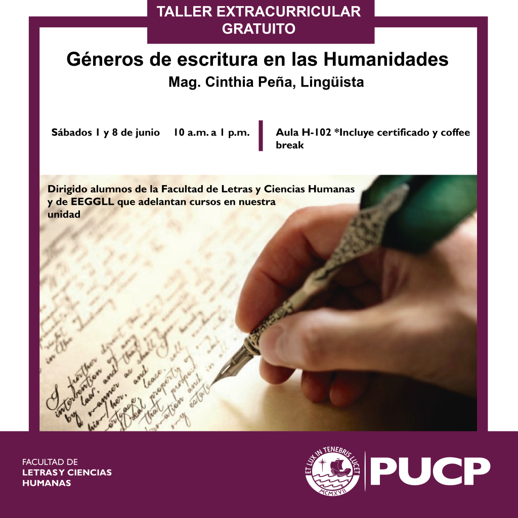 Taller extracurricular gratuito | “Géneros de escritura en las Humanidades”