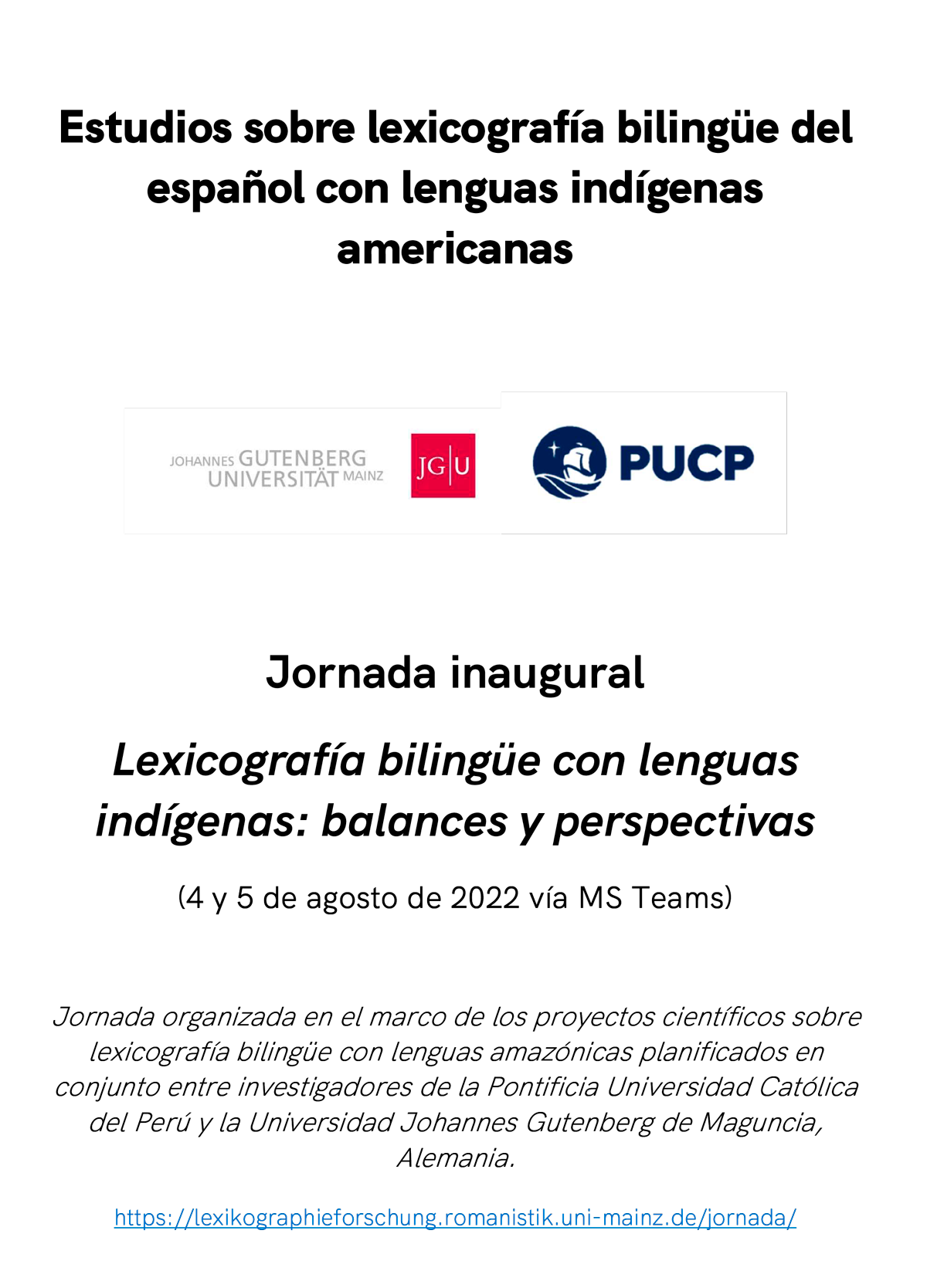 Jornada de Lexicografía Bilingüe con Lenguas Indígenas: Balances y Perspectivas