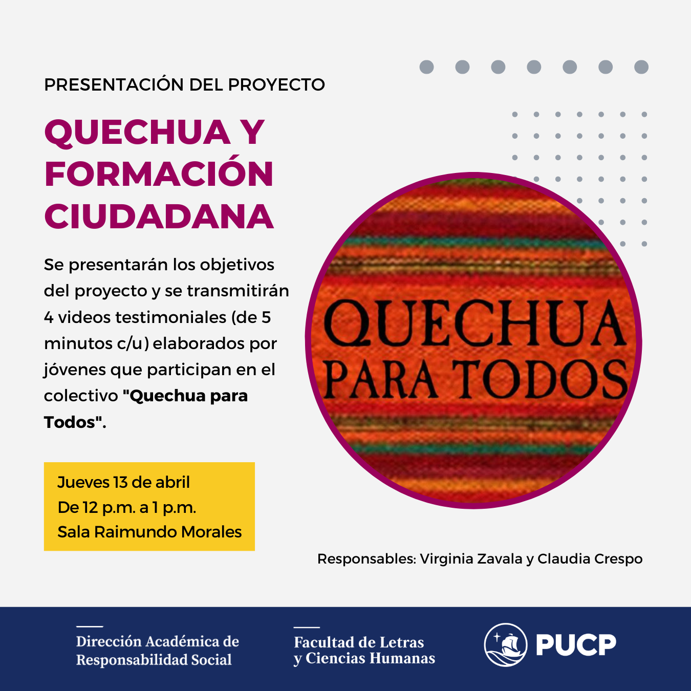 Presentación del proyecto «Quechua y formación ciudadana»