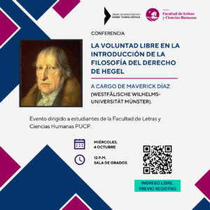 Conferencia | La voluntad libre en la introducción de la Filosofía del derecho de Hegel