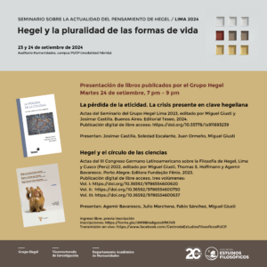 Presentación de dos libros recientes del Grupo Hegel