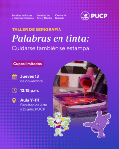 Taller de serigrafía “Palabras en tinta: cuidarse también se estampa”